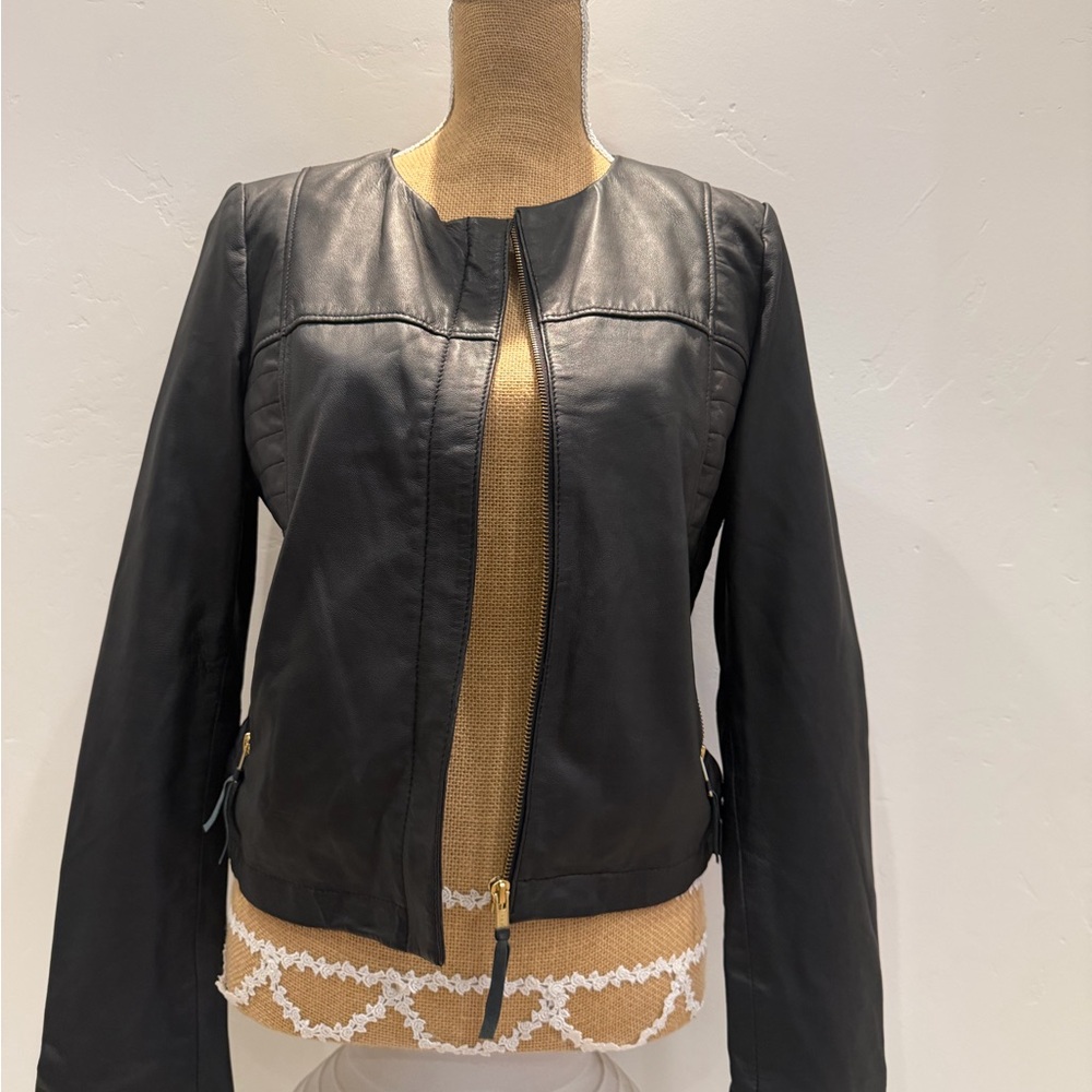 Mango Black Leather Women's Jacket